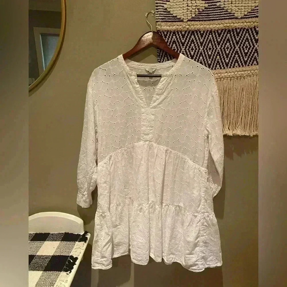 RAILS LAYLA WHITE FLOWY EYELET DRESS TIERED BRIDAL SIZE M - Picture 9 of 10